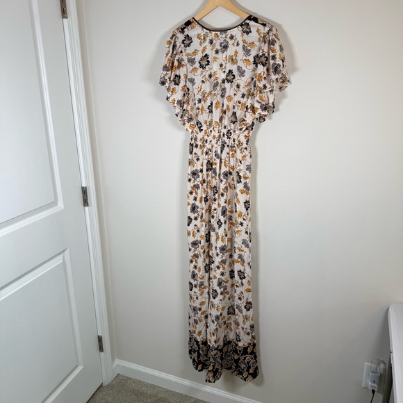 Angie BOHO Floral Printed‎ Ruffle Sleeves V-Neck Faux Wrap Maxi Dress Small NWT - Picture 6 of 6